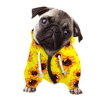 Yellow Sunflower Pattern Print Dog Zip Up Hoodie
