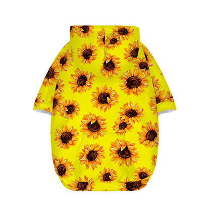 Yellow Sunflower Pattern Print Dog Zip Up Hoodie