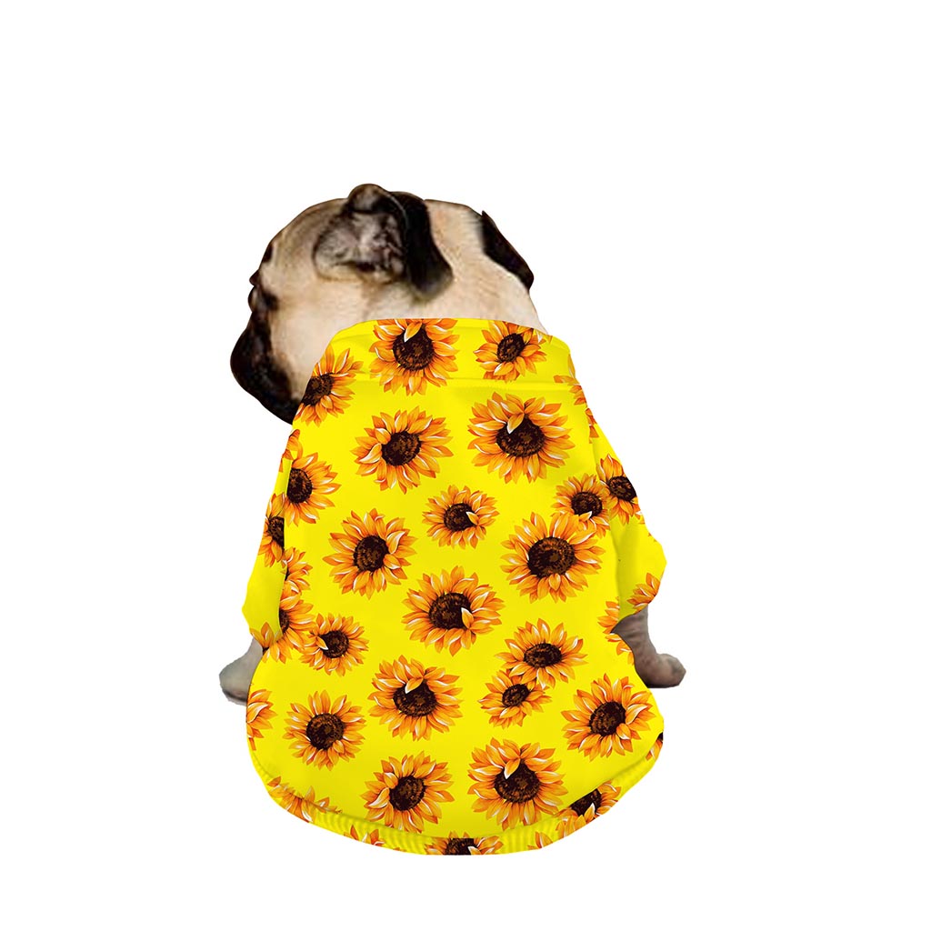 Yellow Sunflower Pattern Print Dog Zip Up Jacket