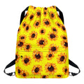 Yellow Sunflower Pattern Print Drawstring Backpack