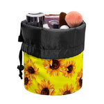 Yellow Sunflower Pattern Print Drawstring Makeup Bag