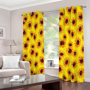 Yellow Sunflower Pattern Print Extra Wide Grommet Curtains