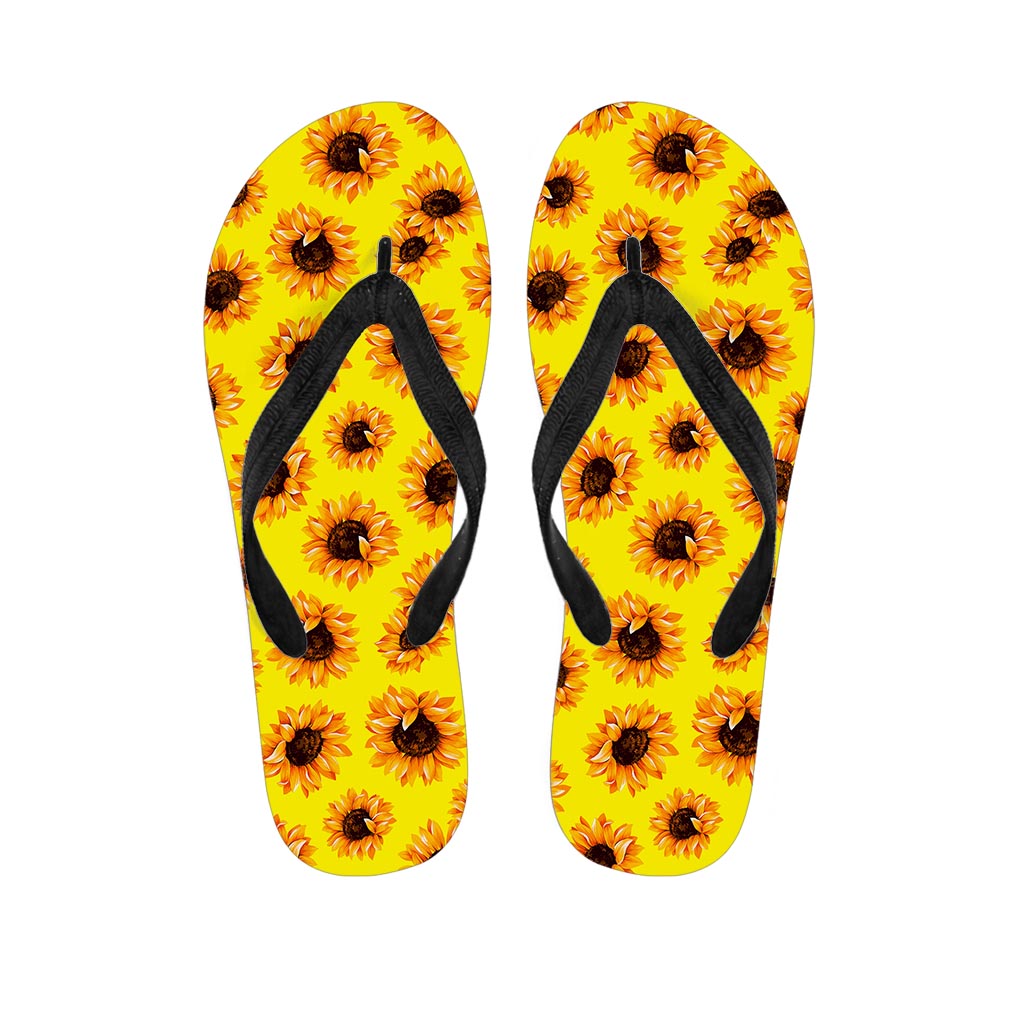 Yellow Sunflower Pattern Print Flip Flops
