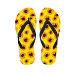 Yellow Sunflower Pattern Print Flip Flops