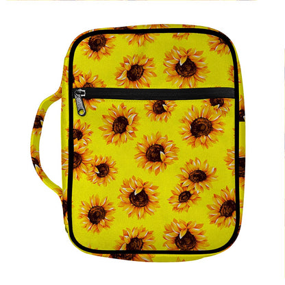 Yellow Sunflower Pattern Print Front Pocket Bible Bag