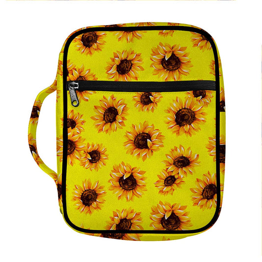 Yellow Sunflower Pattern Print Front Pocket Bible Bag
