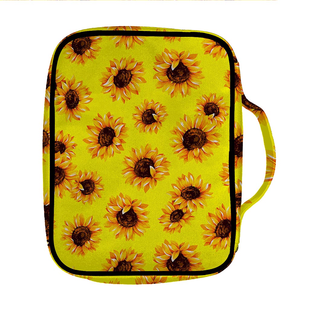 Yellow Sunflower Pattern Print Front Pocket Bible Bag