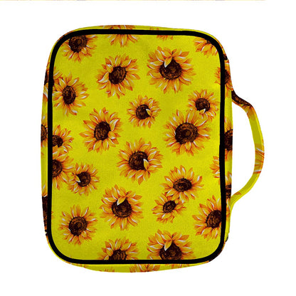 Yellow Sunflower Pattern Print Front Pocket Bible Bag