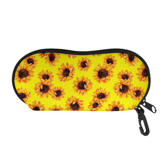 Yellow Sunflower Pattern Print Glasses Case