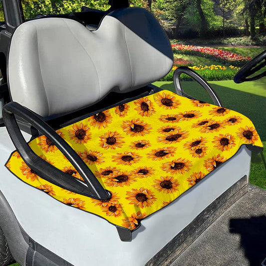 Yellow Sunflower Pattern Print Golf Cart Seat Cover