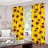Yellow Sunflower Pattern Print Grommet Curtains