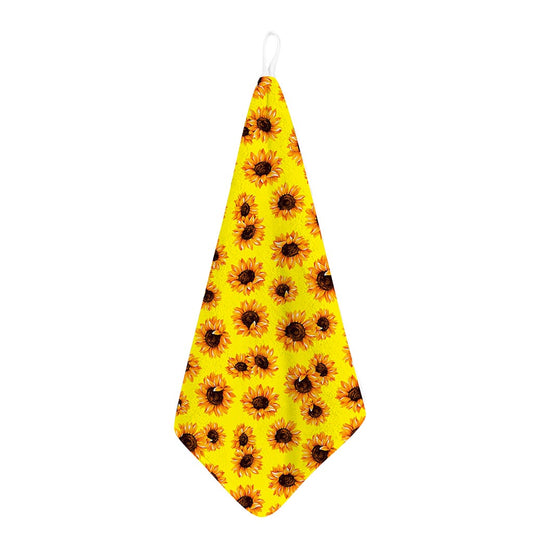 Yellow Sunflower Pattern Print Hand Towel