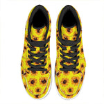 Yellow Sunflower Pattern Print High Top Leather Sneakers