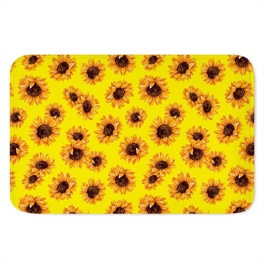 Yellow Sunflower Pattern Print Indoor Door Mat