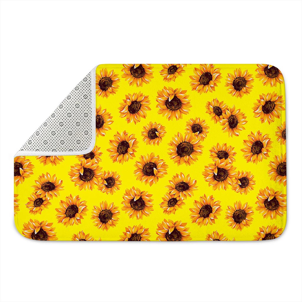 Yellow Sunflower Pattern Print Indoor Door Mat