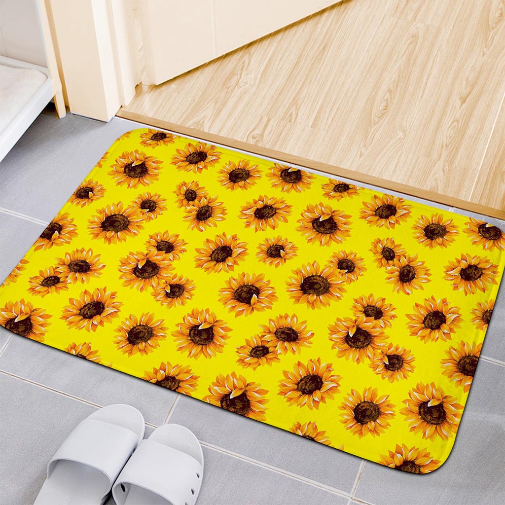 Yellow Sunflower Pattern Print Indoor Door Mat