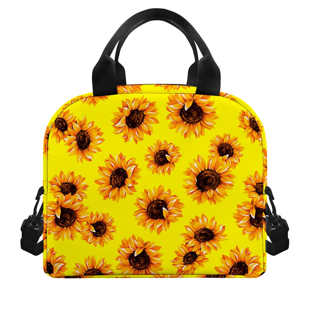 Yellow Sunflower Pattern Print Insulated Lunch Bag