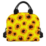 Yellow Sunflower Pattern Print Insulated Lunch Bag