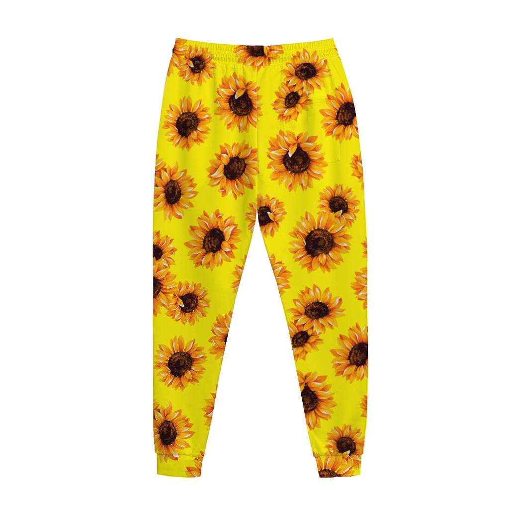 Yellow Sunflower Pattern Print Jogger Pants