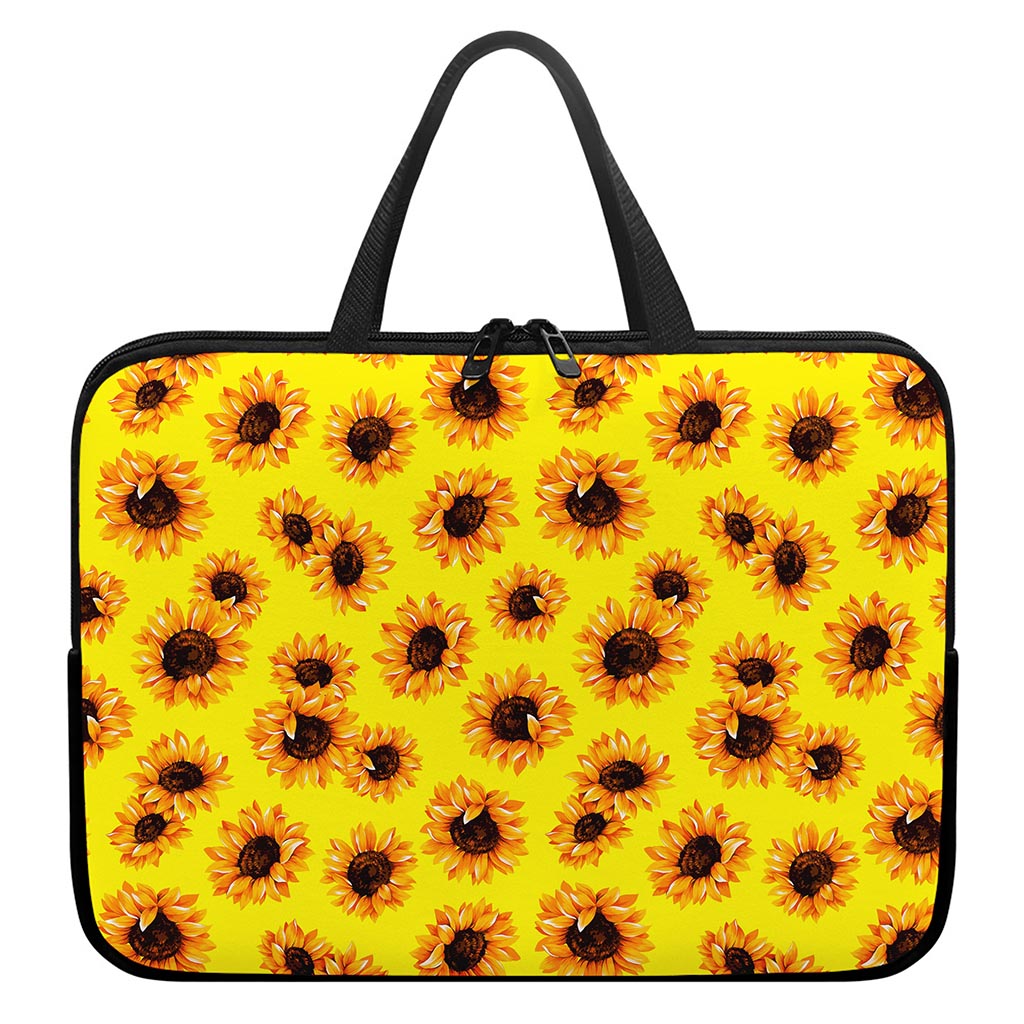 Yellow Sunflower Pattern Print Laptop Sleeve With Handle