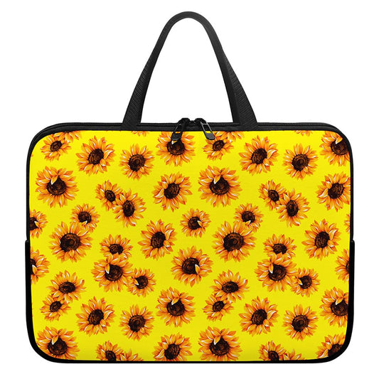 Yellow Sunflower Pattern Print Laptop Sleeve With Handle