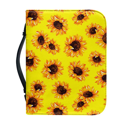 Yellow Sunflower Pattern Print Leather Bible Cover