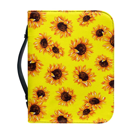 Yellow Sunflower Pattern Print Leather Bible Cover