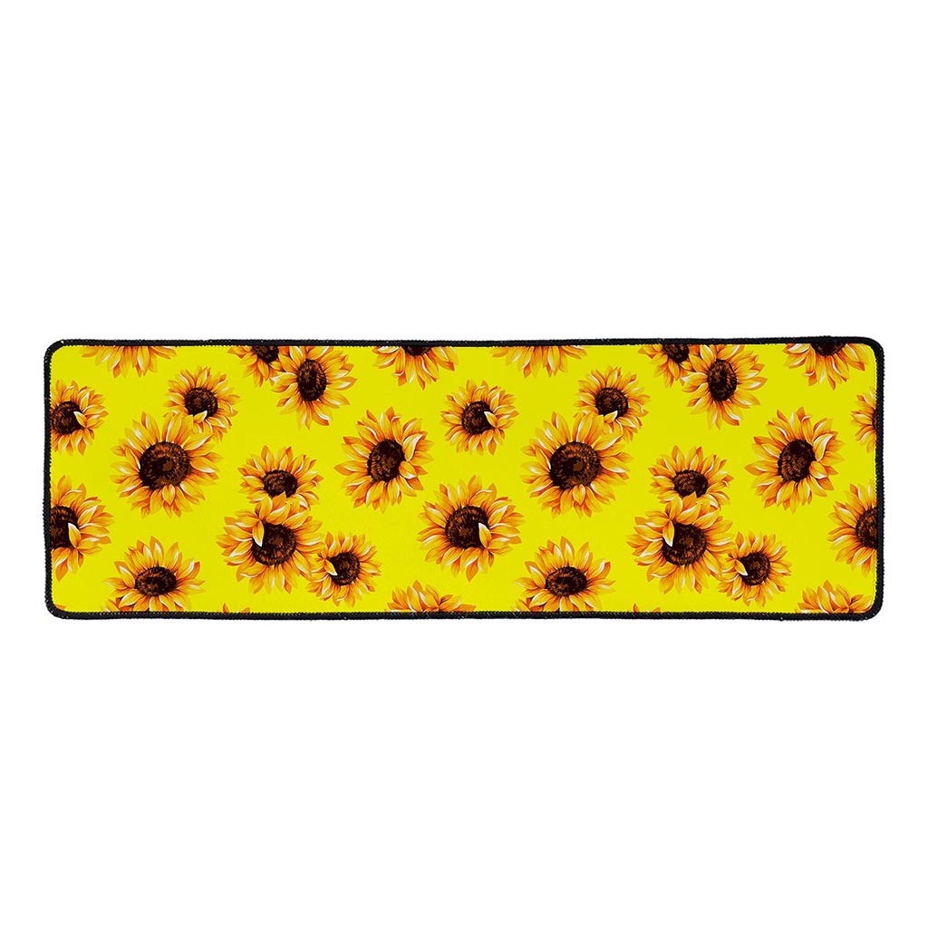 Yellow Sunflower Pattern Print Long Kitchen Mat