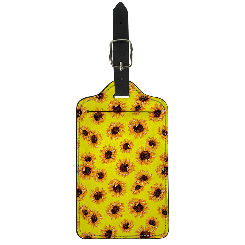 Yellow Sunflower Pattern Print Luggage Tag