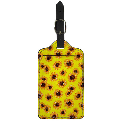Yellow Sunflower Pattern Print Luggage Tag