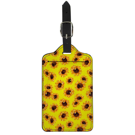 Yellow Sunflower Pattern Print Luggage Tag
