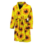 Yellow Sunflower Pattern Print Men's Bathrobe