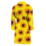 Yellow Sunflower Pattern Print Men's Bathrobe