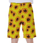 Yellow Sunflower Pattern Print Men's Beach Shorts