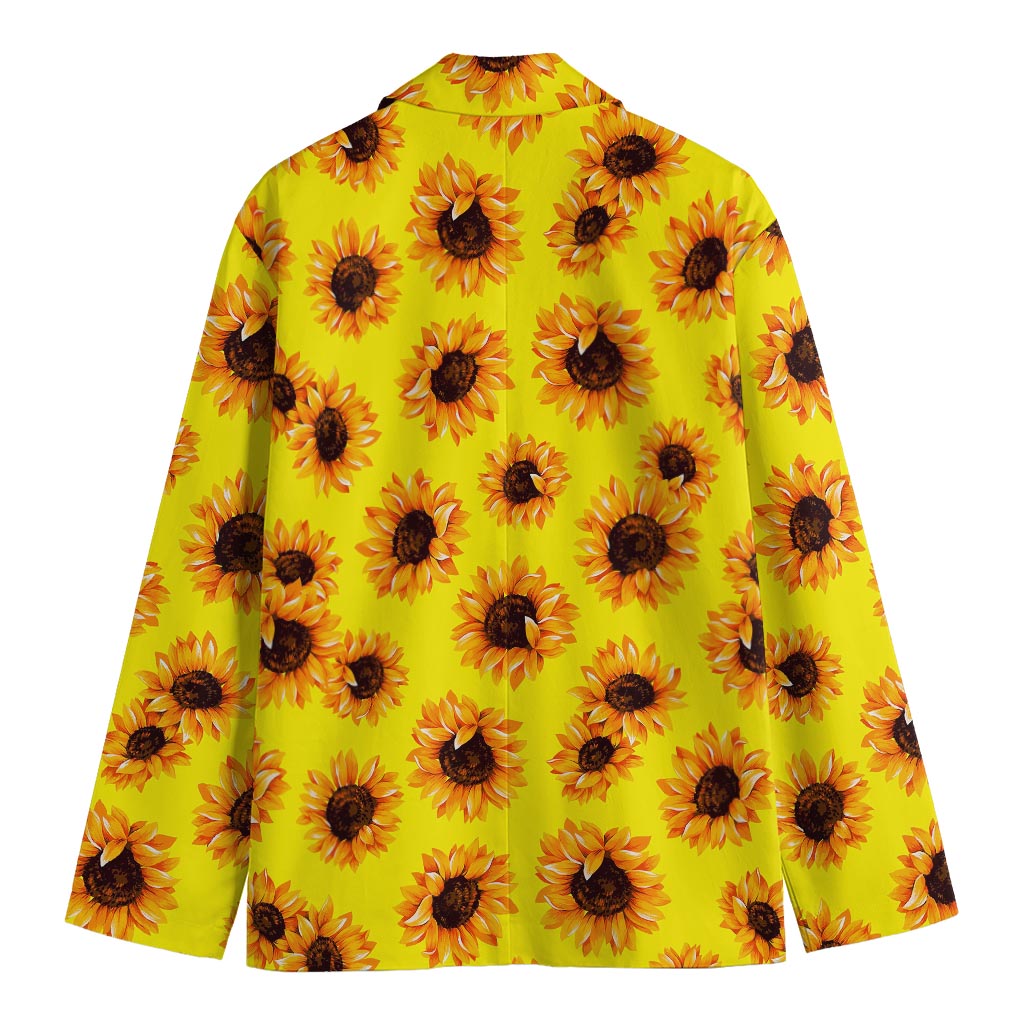 Yellow Sunflower Pattern Print Men's Blazer