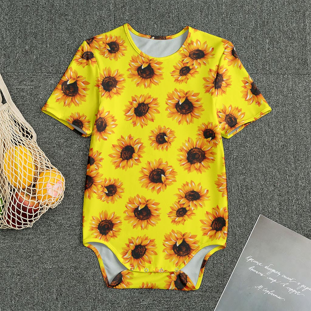 Yellow Sunflower Pattern Print Men's Bodysuit