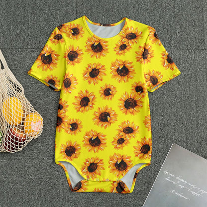 Yellow Sunflower Pattern Print Men's Bodysuit
