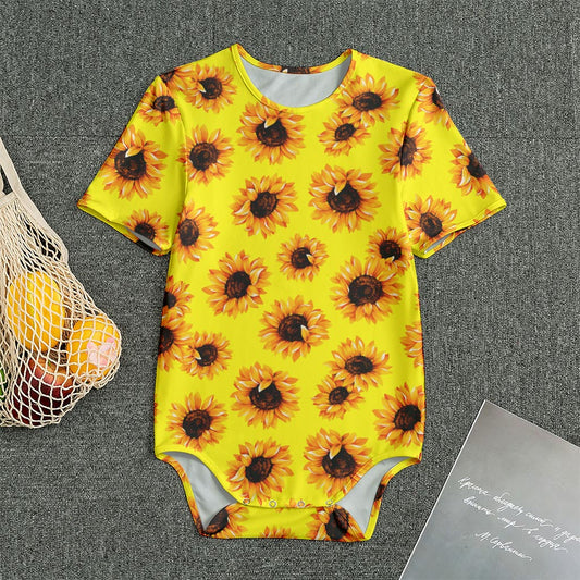 Yellow Sunflower Pattern Print Men's Bodysuit