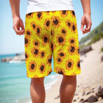 Yellow Sunflower Pattern Print Men's Cargo Shorts