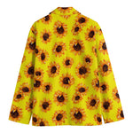 Yellow Sunflower Pattern Print Men's Cotton Blazer