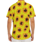 Yellow Sunflower Pattern Print Men's Deep V-Neck Shirt