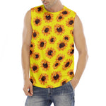 Yellow Sunflower Pattern Print Men's Fitness Tank Top