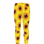 Yellow Sunflower Pattern Print Men's leggings