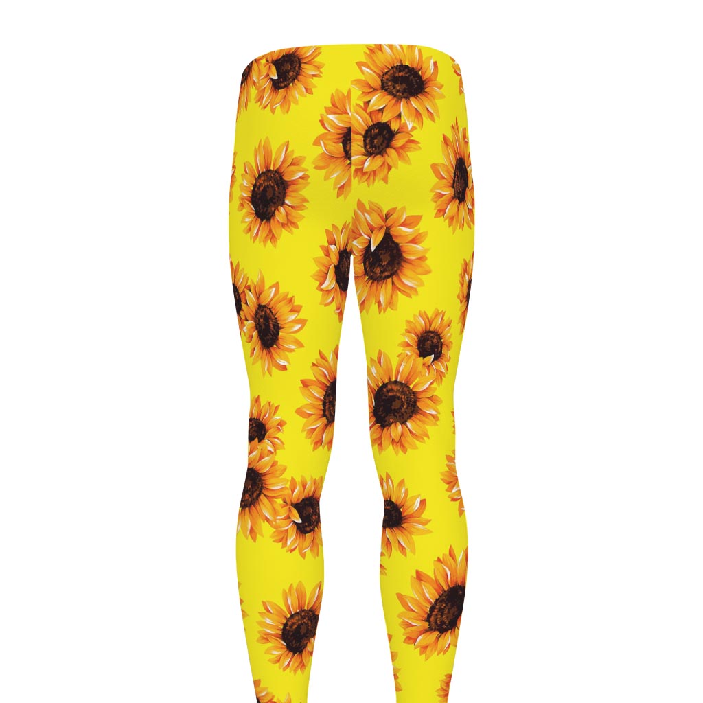 Yellow Sunflower Pattern Print Men's leggings