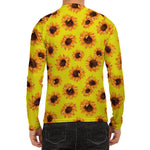Yellow Sunflower Pattern Print Men's Long Sleeve Rash Guard