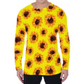 Yellow Sunflower Pattern Print Men's Long Sleeve T-Shirt