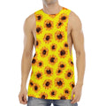 Yellow Sunflower Pattern Print Men's Muscle Tank Top