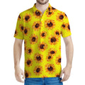 Yellow Sunflower Pattern Print Men's Polo Shirt