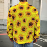 Yellow Sunflower Pattern Print Men's Shirt Jacket
