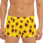 Yellow Sunflower Pattern Print Men's Short Boxer Briefs